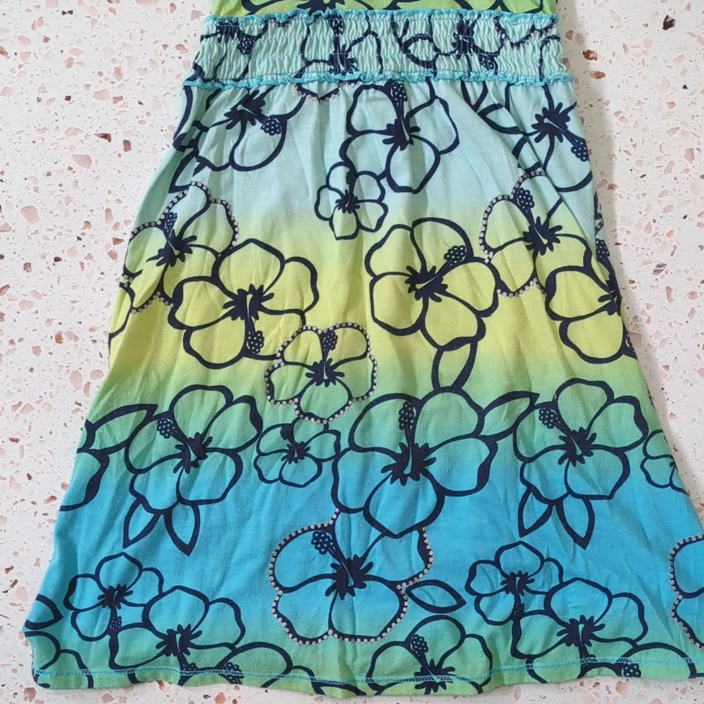 Justice | Ombre Tropical Flower Sundress with Studs and Glitter Dots | 6